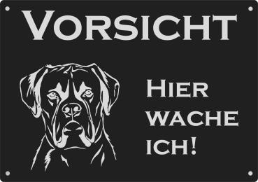 Aluminium Warnschild Boxer VORSICHT Hier wache ich!